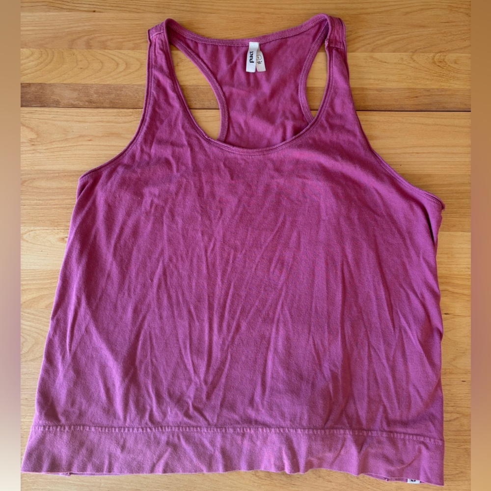 Pact Women's Pink Tank Top Large Organic Cotton Racerback